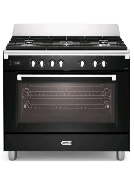 Bassano 90cm Electric Multifunctional single cavity cooker with Gas hob Gloss Black