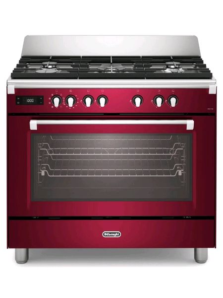 Bassano 90cm Electric Multifunctional single cavity cooker with Gas hob Burgundy